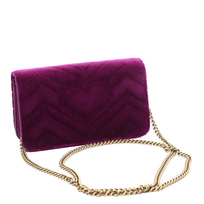 Gucci Velvet Matelasse GG Marmont Mini Bag Fuchsia Violet Cyclamen 2 of 10