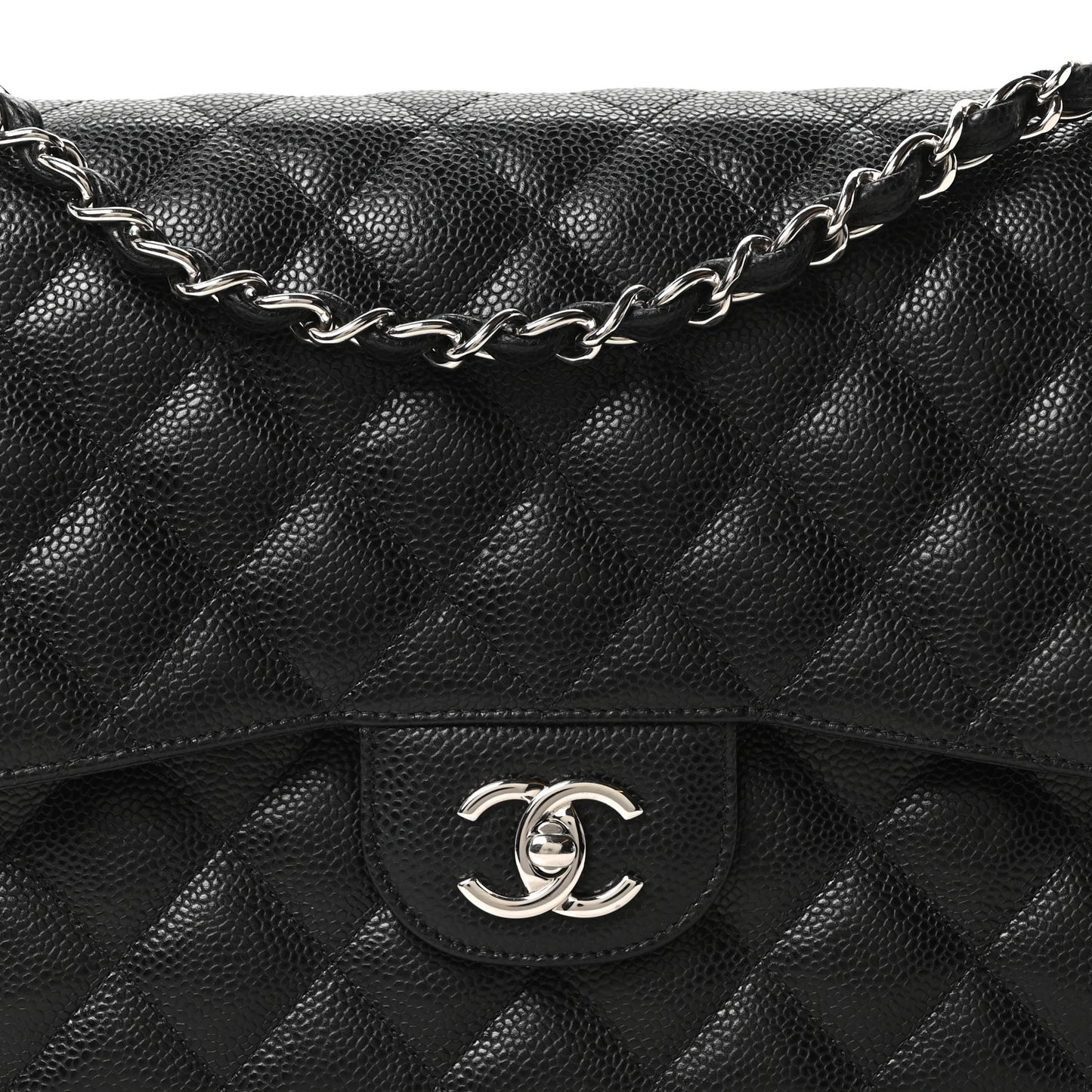 Caviar Quilted Jumbo Double Flap Black