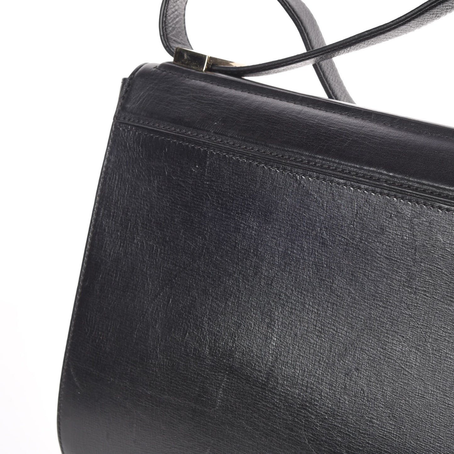 Textured Calfskin Medium Pandora Box Crossbody Bag Black