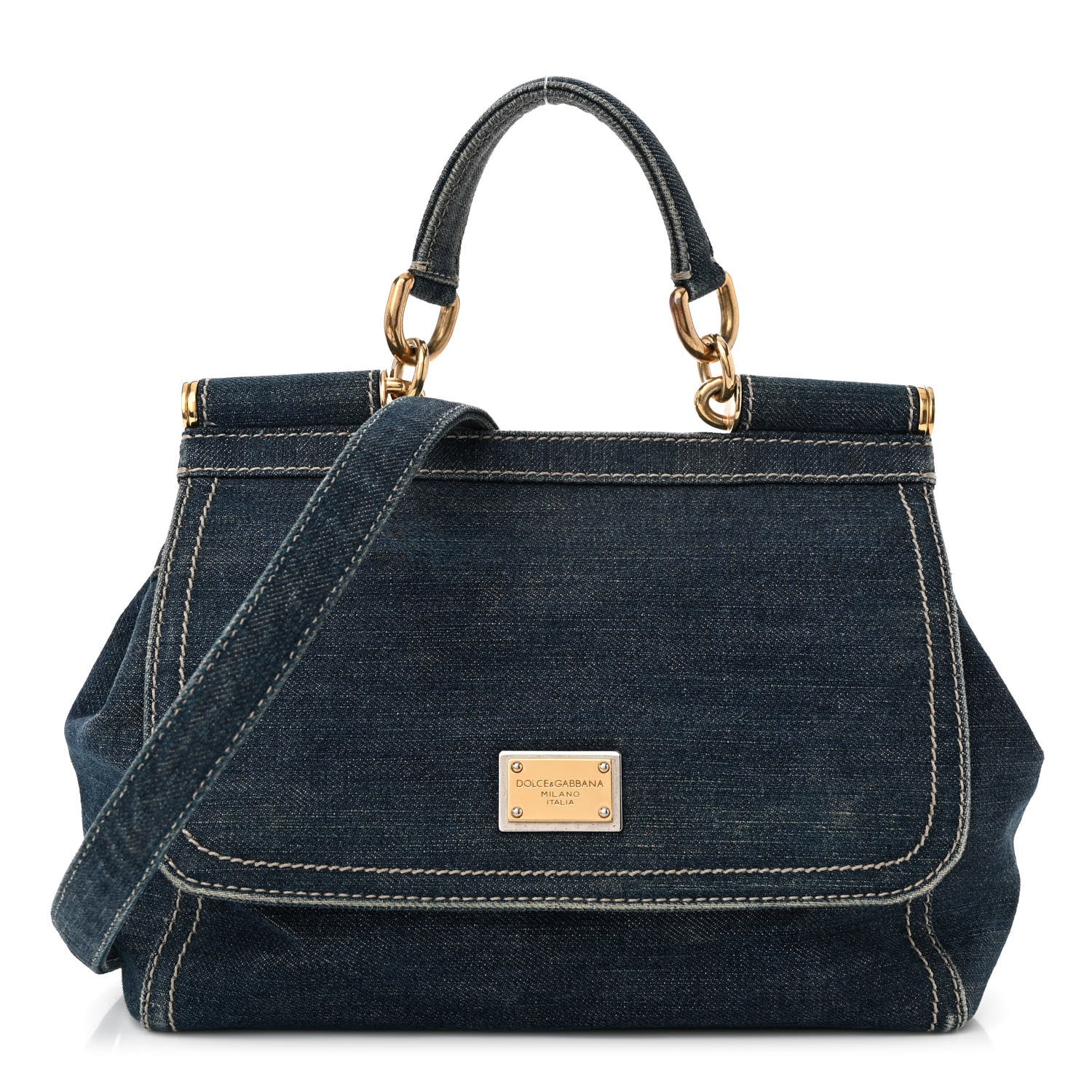 Dolce & Gabbana Denim Miss Sicily Satchel Blue Jeans 1 of 12