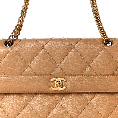Chanel Caviar Quilted Wild Stitch Medium Single Flap Beige 8 of 16