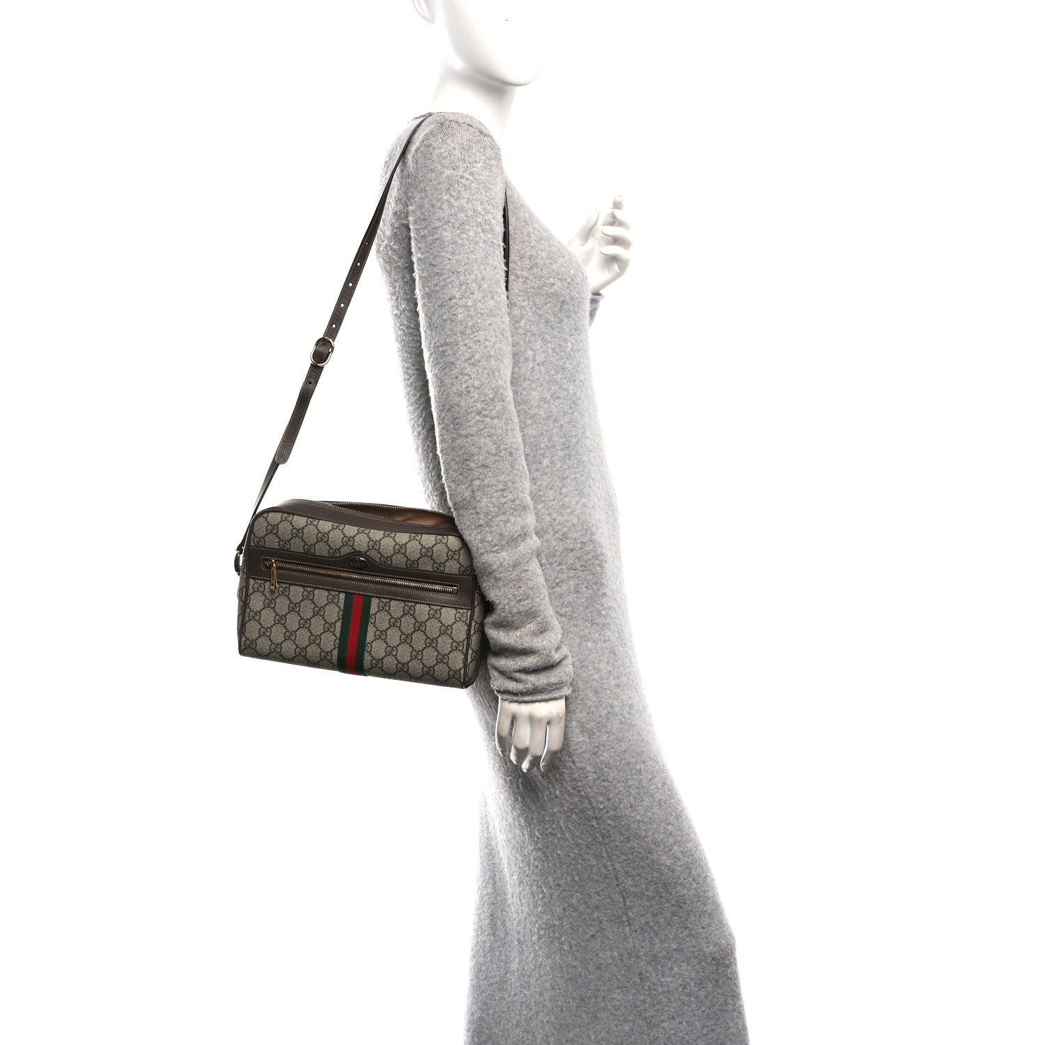 Gucci GG Supreme Monogram Web Small Ophidia Shoulder Bag Brown 2 of 10