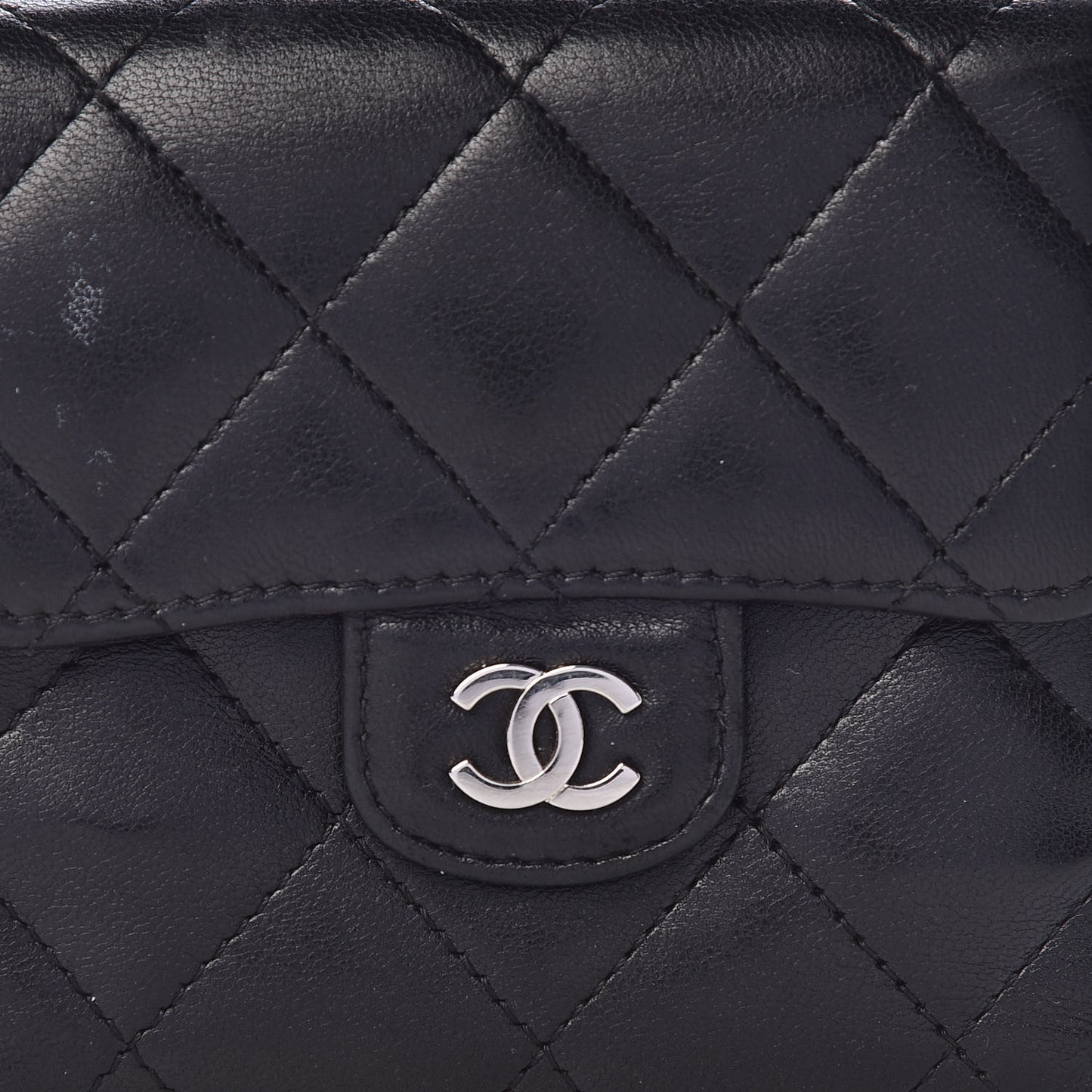 Lambskin Quilted Double Sided Wallet Black