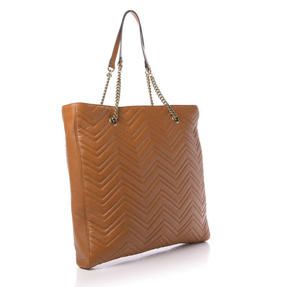 Gucci Azalea Calfskin Matelasse Large GG Marmont Slim Tote Cognac 3 of 11