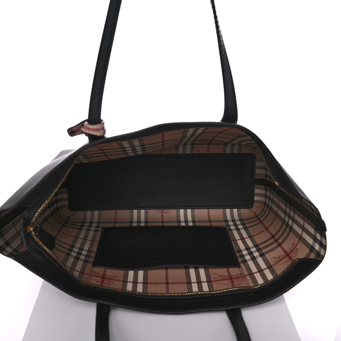 Grainy Calfskin Haymarket Colours Check Medium Zip Tote Black