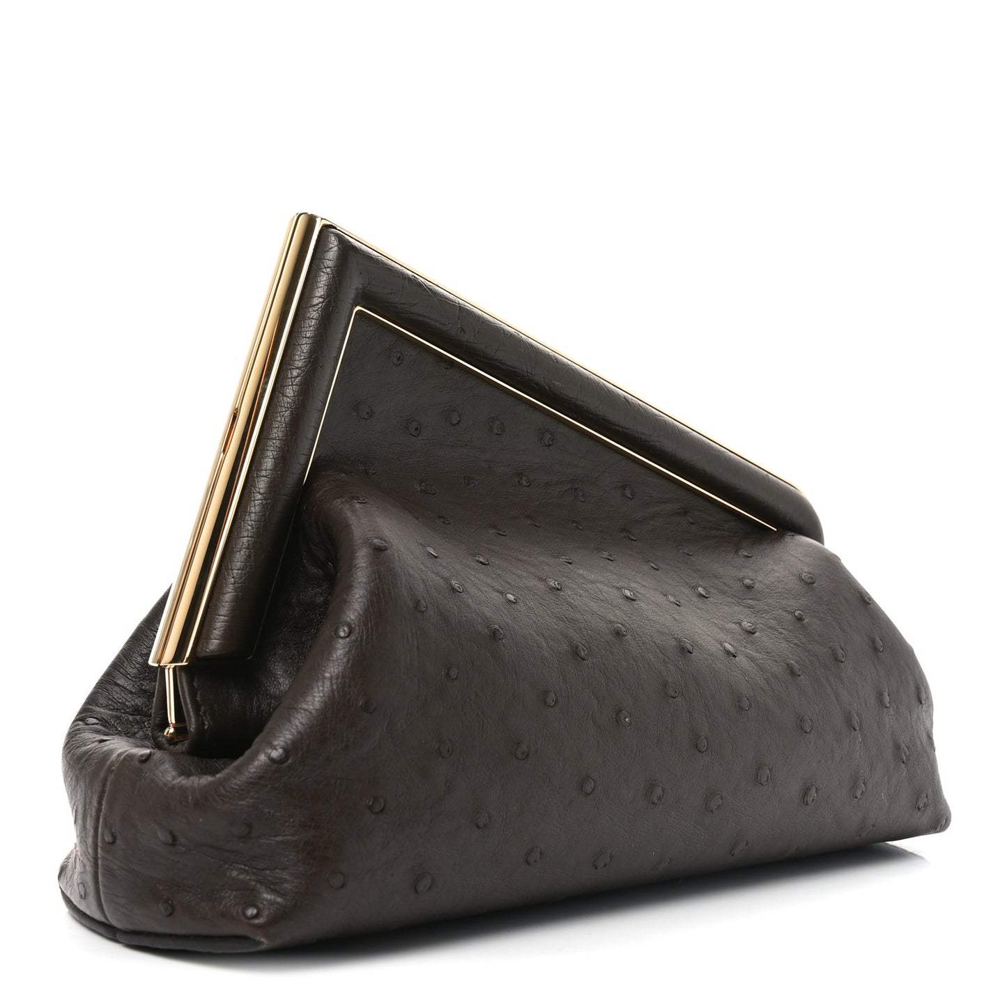 Ostrich Small Fendi First Dark Coffee