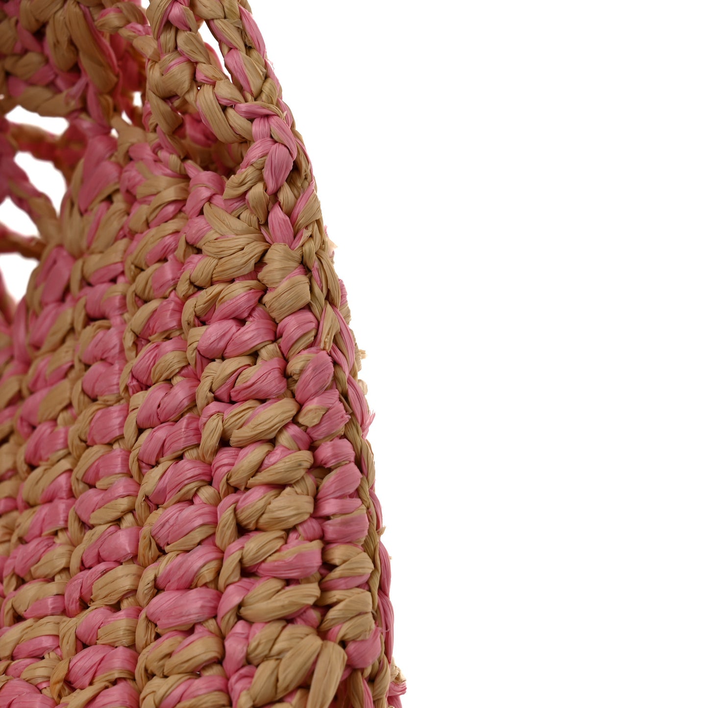 Raffia Effect Braided Small Shopping Bag Beige Pink