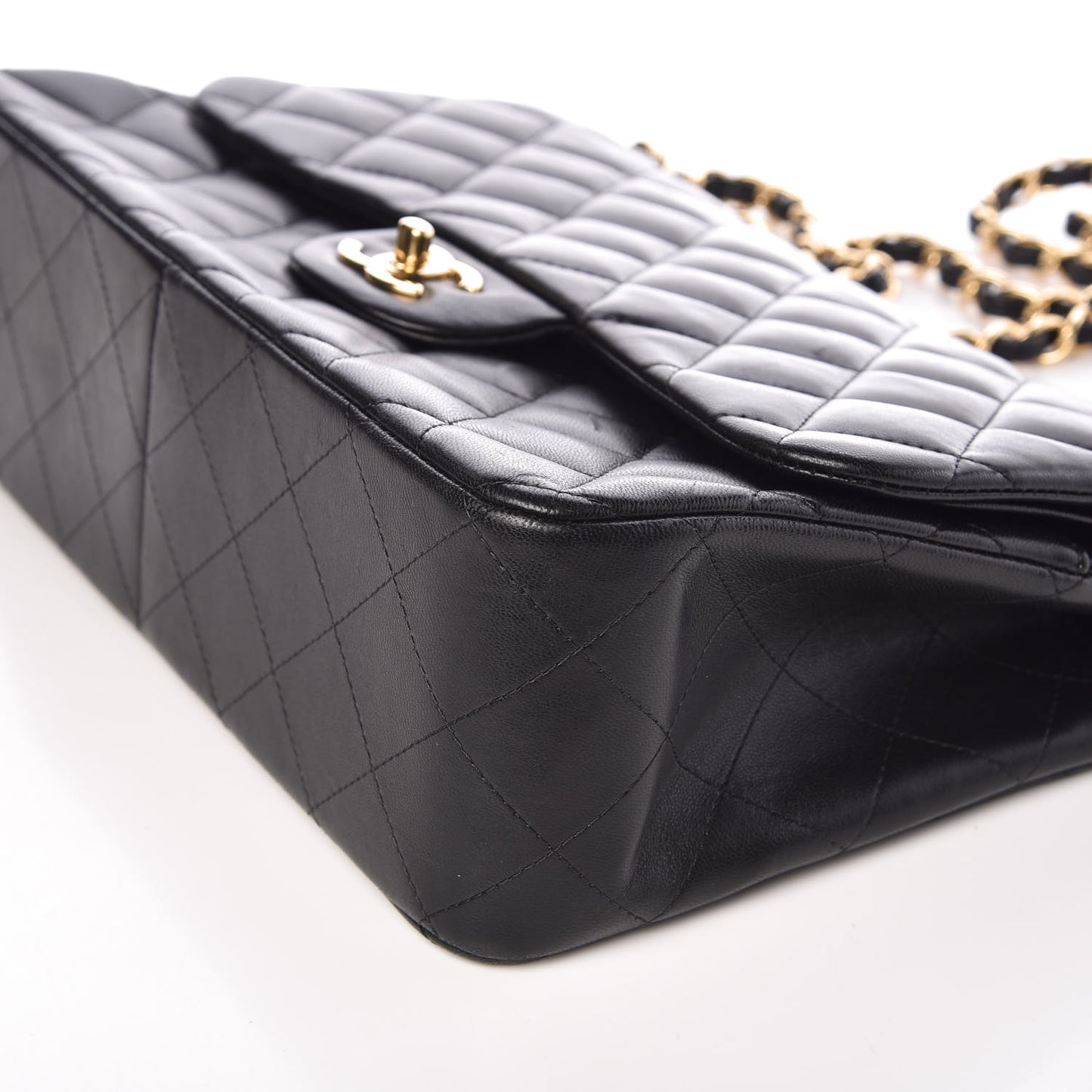 Lambskin Quilted Jumbo Double Flap Black