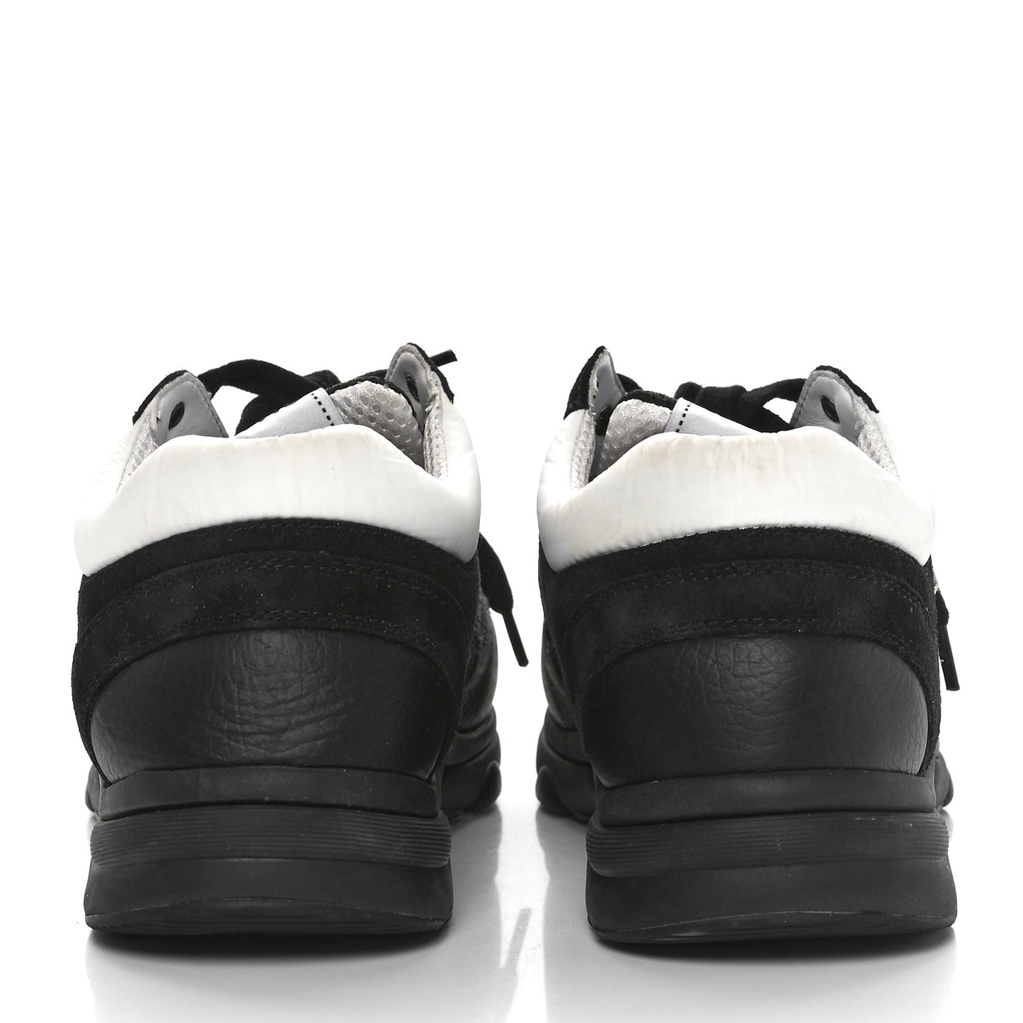 Mesh Suede Grained Calfskin Womens CC Sneakers 39 Black White