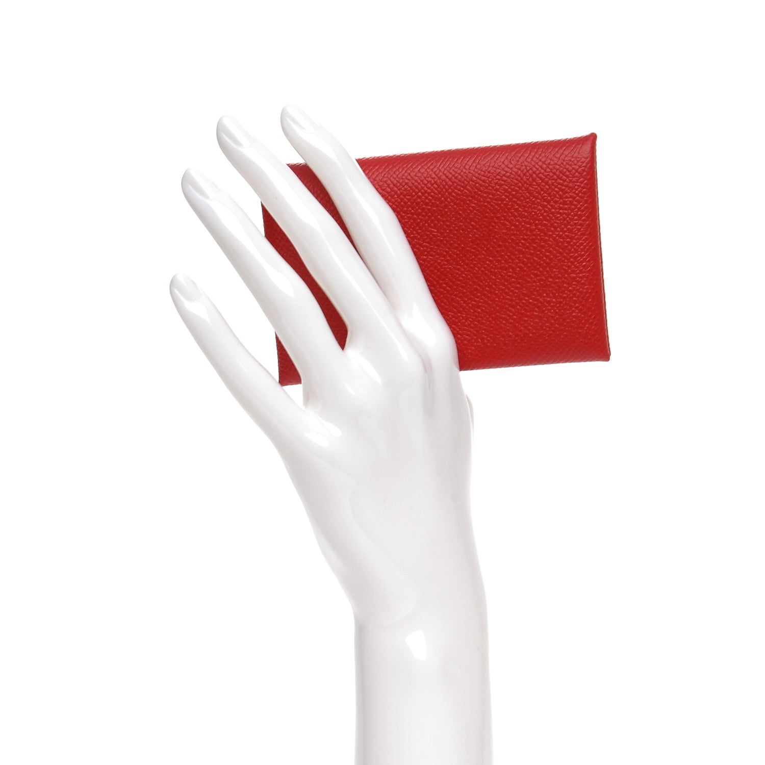 Hermes Epsom Calvi Card Case Rouge Casaque 2 of 9