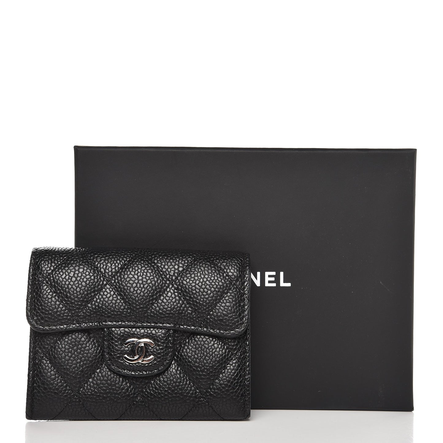 Caviar Quilted Card Holder Wallet Black