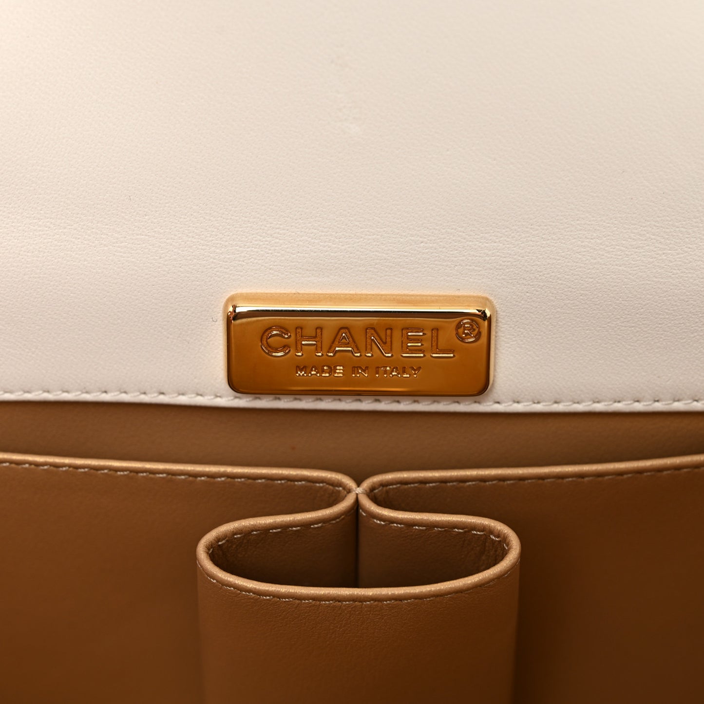 Lambskin Quilted Mini Golden Plate Flap White
