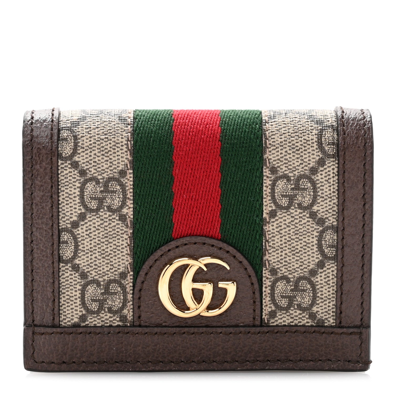 Gucci GG Supreme Monogram Web Ophidia Card Case Beige New Acero 1 of 9