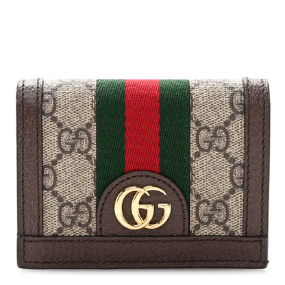 Gucci GG Supreme Monogram Web Ophidia Card Case Beige New Acero 1 of 9