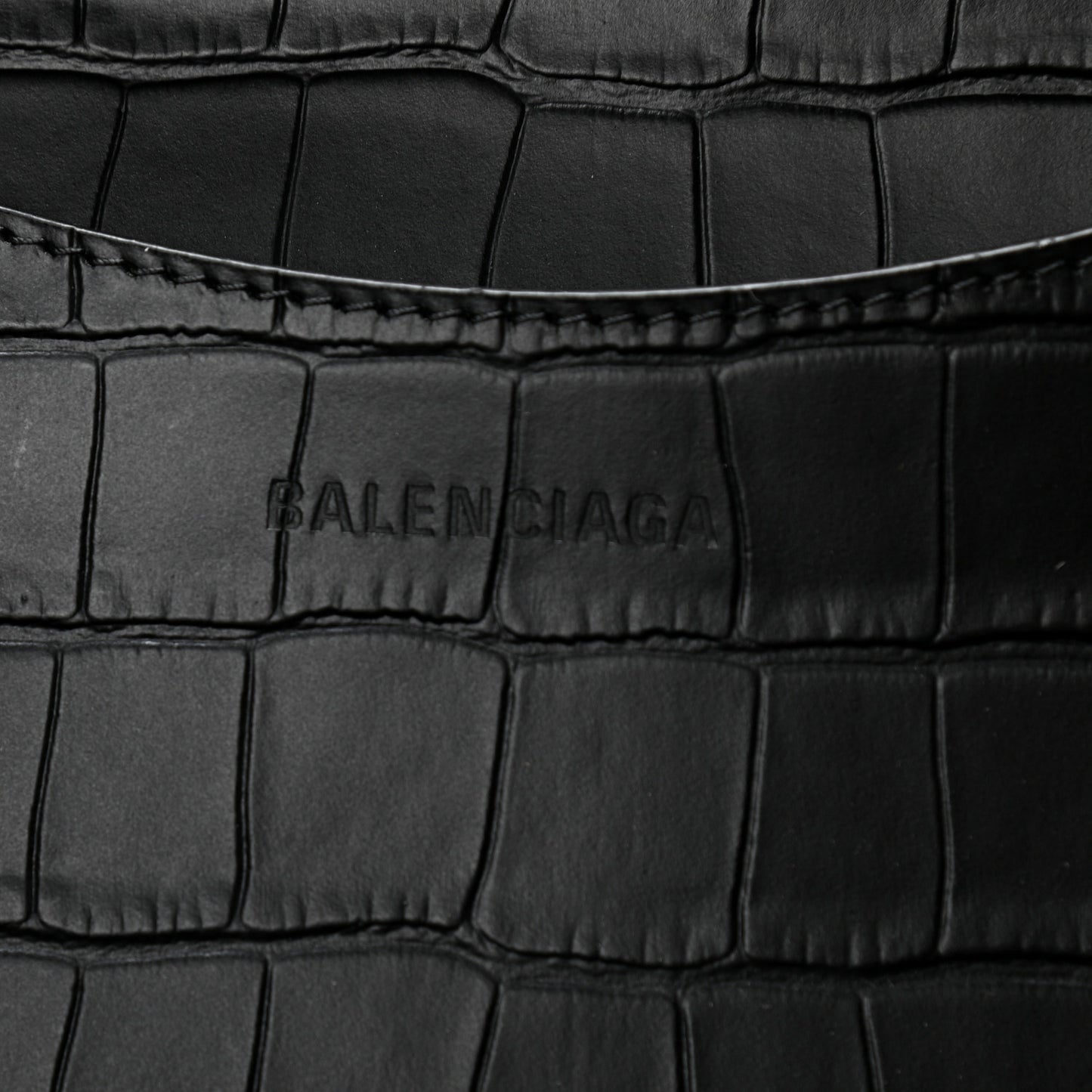 Semi Matte Calfskin Crocodile Embossed Neo Classic Black Hardware Large City Black