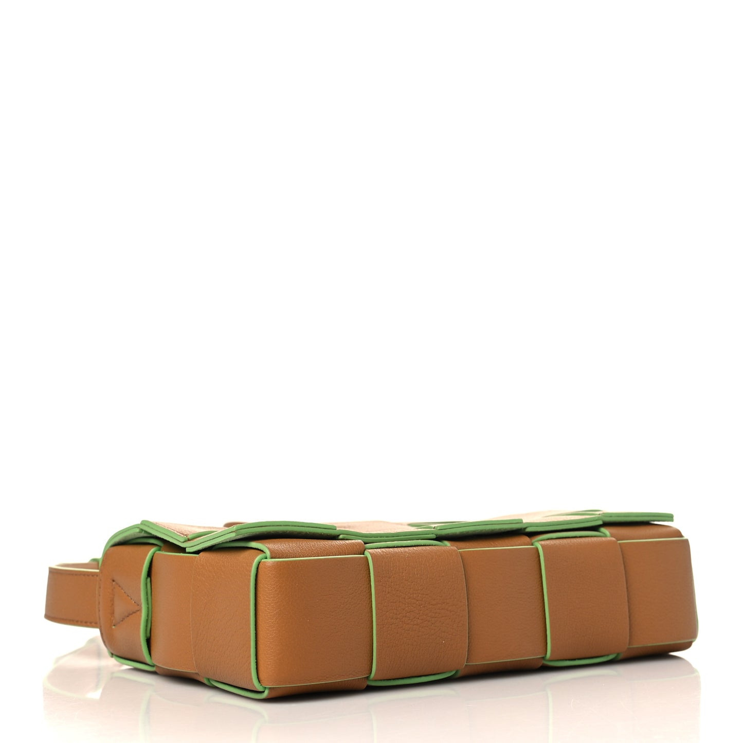 Grained Calfskin Maxi Intrecciato Cassette Crossbody Bag Caramel Pistachio