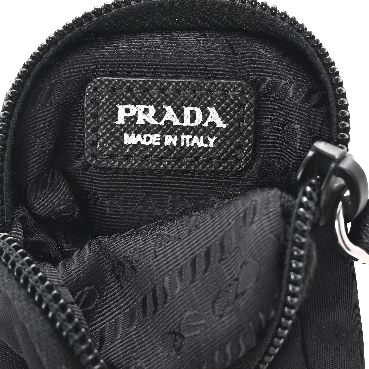 Prada Re-Nylon Pocket Triangle Padded Mini Key Chain Pouch Black 6 of 6