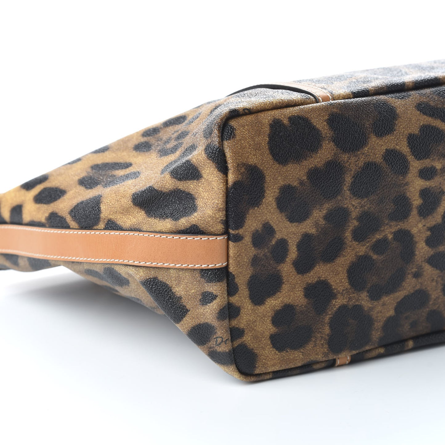 Coated Canvas Leopard Print Miss Escape Tote Light Beige