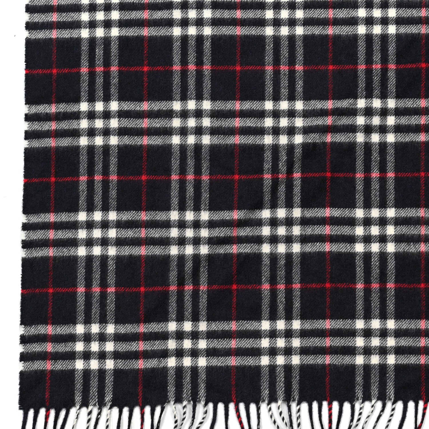 Burberry Cashmere Half Vintage Check Bandana Scarf Navy 2 of 3