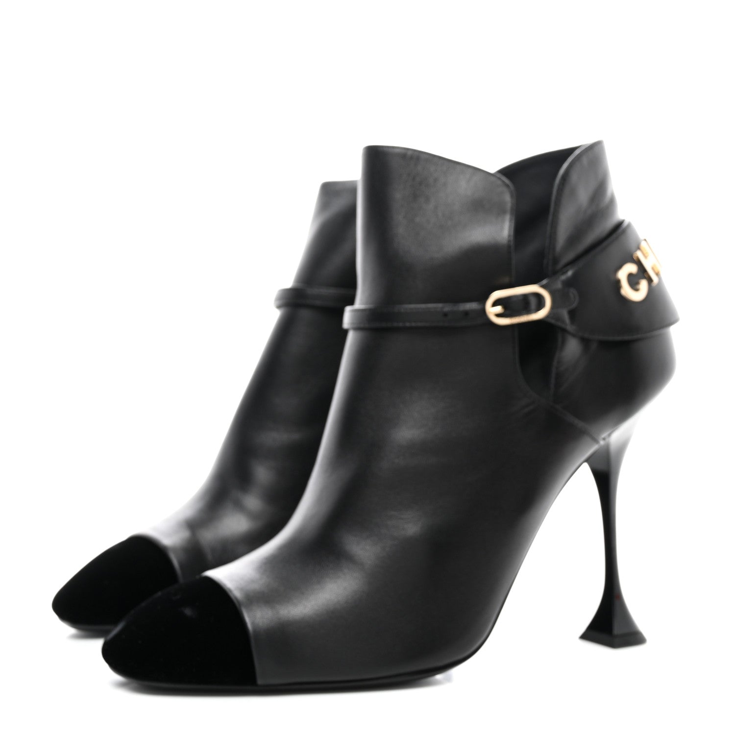 Chanel Lambskin Velvet Cap Toe Ankle Boots 41 Black 3 of 10