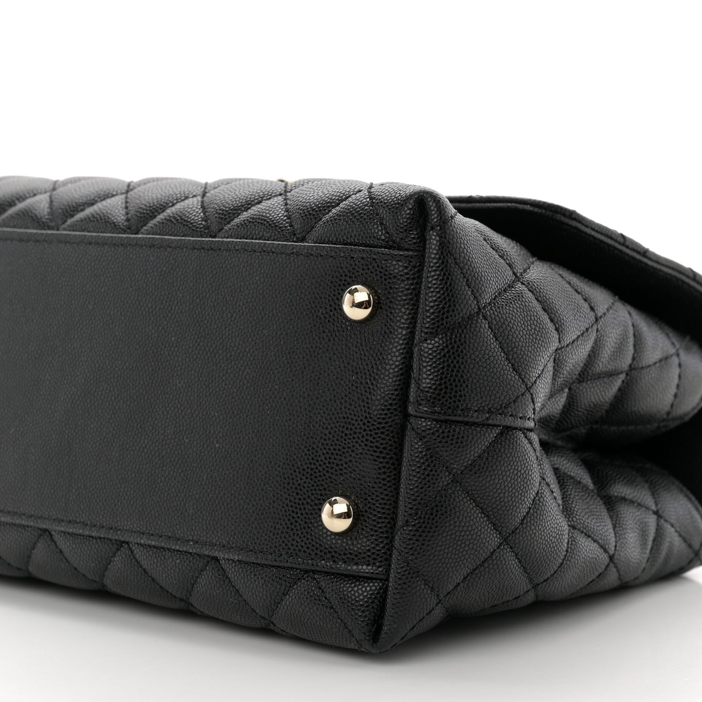 Caviar Quilted Small Coco Handle Flap Black