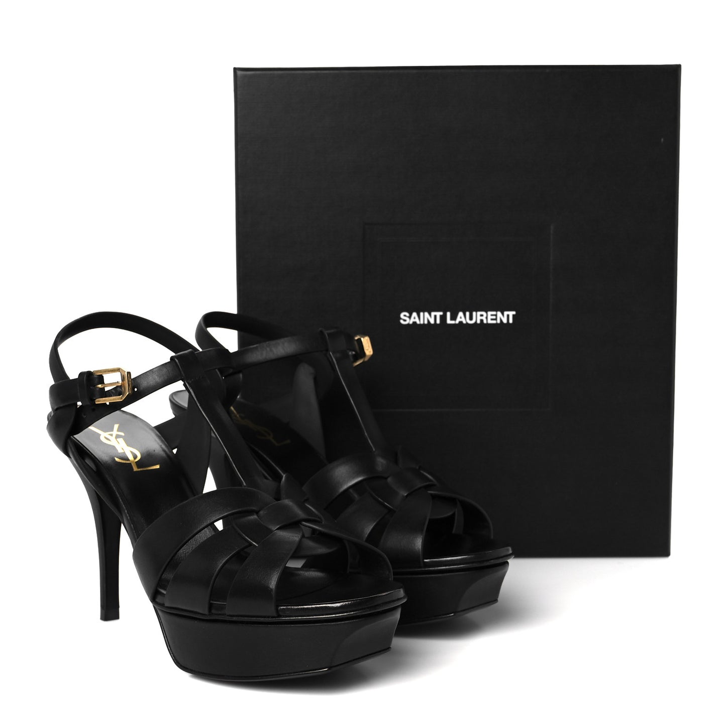 Calfskin Tribute 75 Platform Sandals 37.5 Black