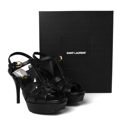 Saint Laurent Calfskin Tribute 75 Platform Sandals 37.5 Black 10 of 10