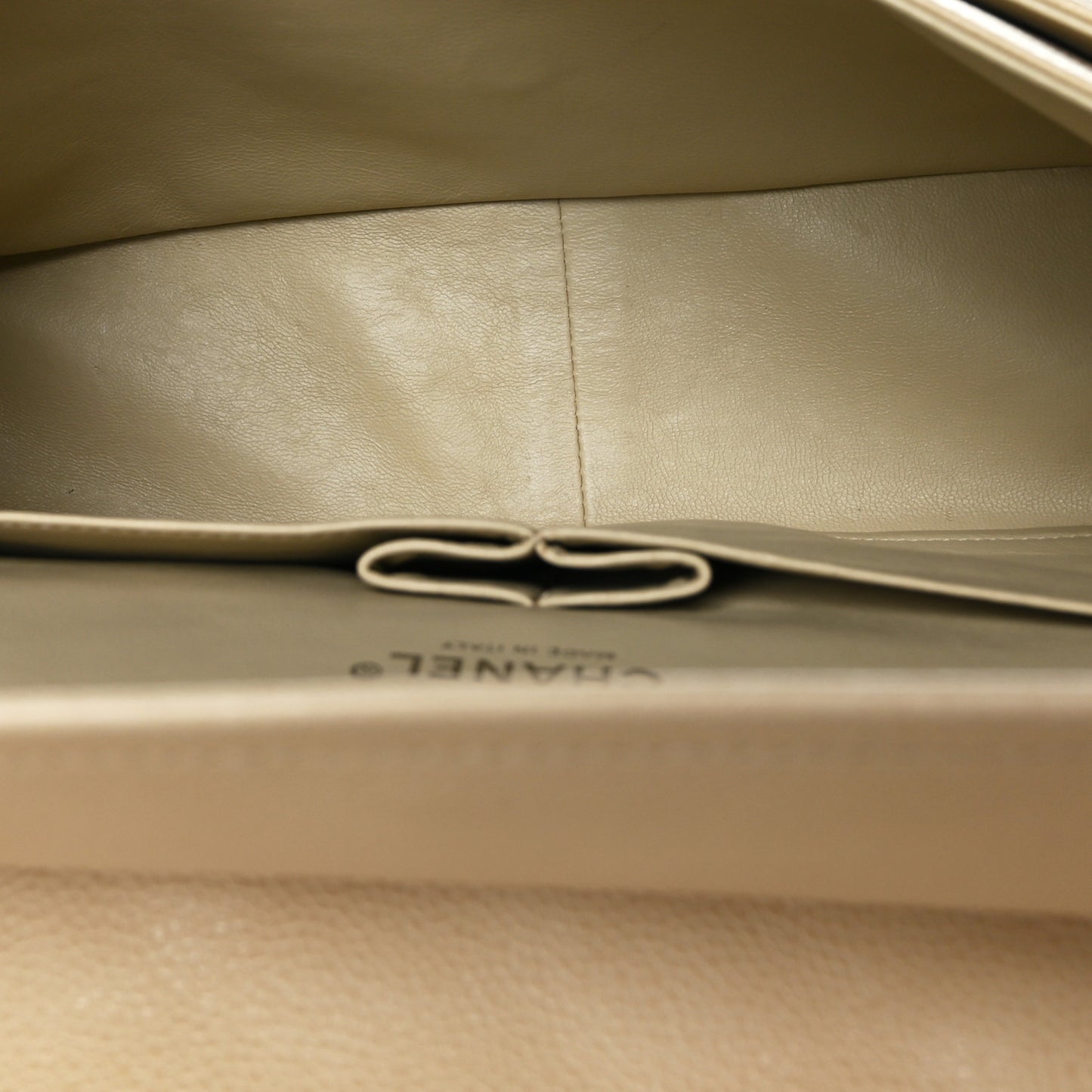 Caviar Quilted Jumbo Double Flap Beige