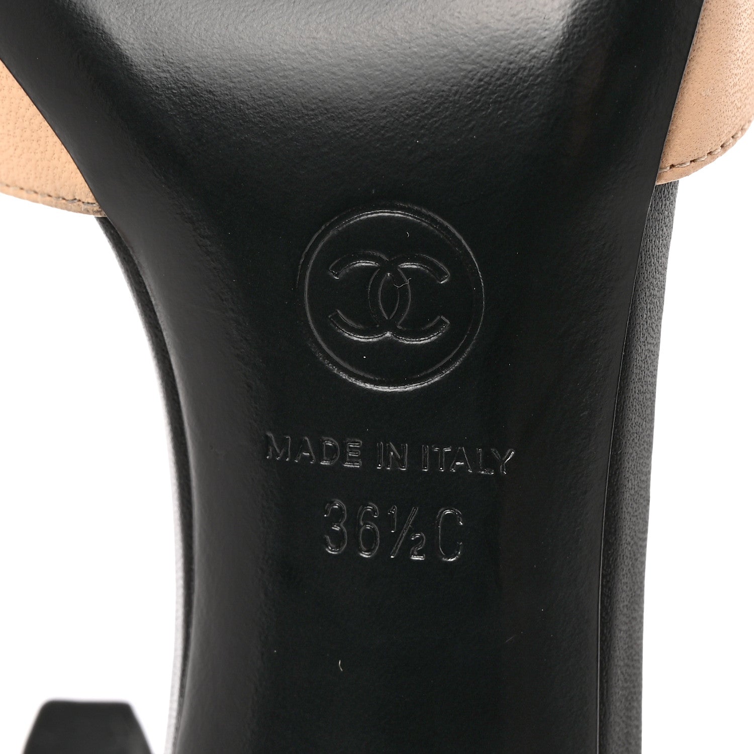 Chanel Lambskin Peep Toe Sandals 36.5 Beige Black 6 of 9