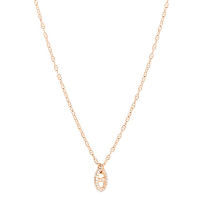 Hermes 18K Rose Gold Diamond PM New Farandole Pendant Necklace ST 1 of 6