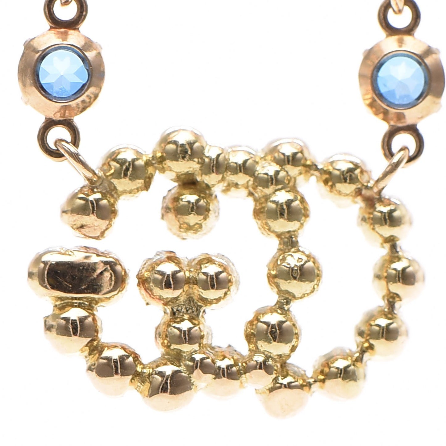 18K Yellow Gold Multistone Double-G Pendant Necklace