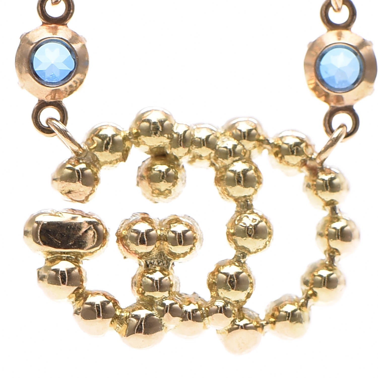 Gucci 18K Yellow Gold Multistone Double-G Pendant Necklace 4 of 8