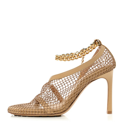 Bottega Veneta Mesh Nappa Chunky Chain Sandals 37 Beige Pony 1 of 8