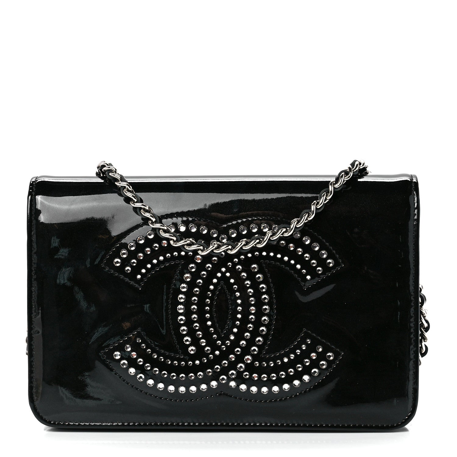 Chanel Patent Strass Wallet On Chain WOC Black 1 of 12