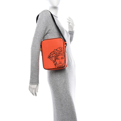 Versace Grained Calfskin Messenger Bag Orange 2 of 9