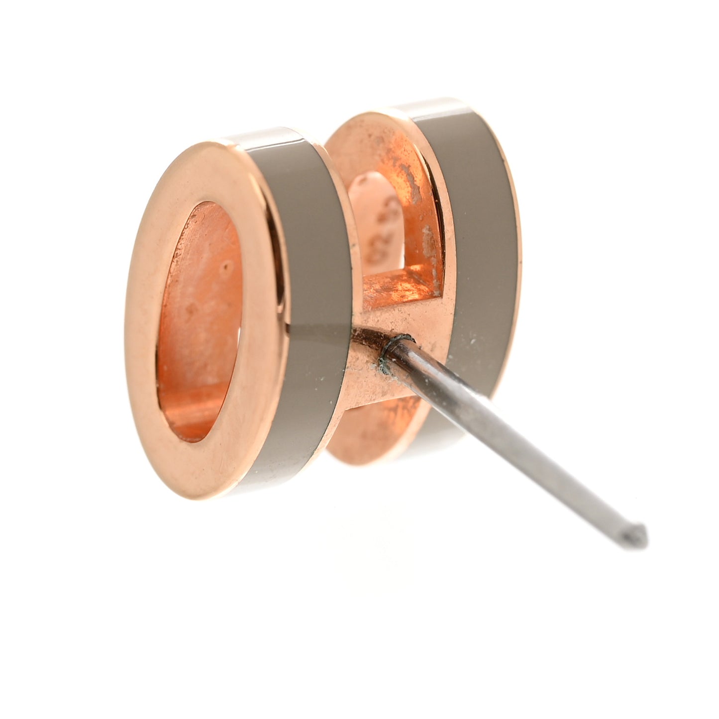 Rose Gold Lacquered Mini Pop H Earrings Marron Glace