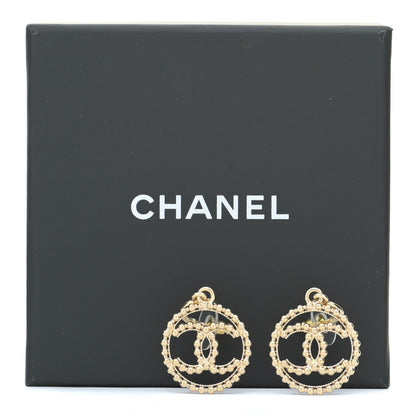 Chanel Metal Bead Round CC Drop Earrings Gold 5 of 5