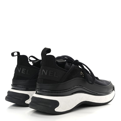 Chanel Velvet Calfskin Mixed Fibers CC Sneakers 40.5 Black 4 of 9