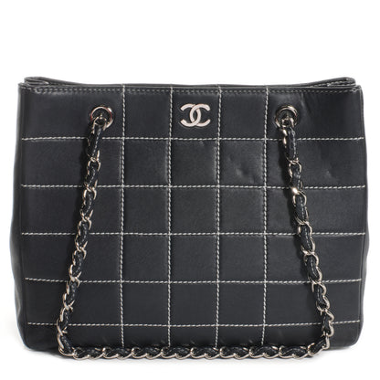 Chanel Leather Contrast Stitch Surpique Shoulder Bag Navy 1 of 8