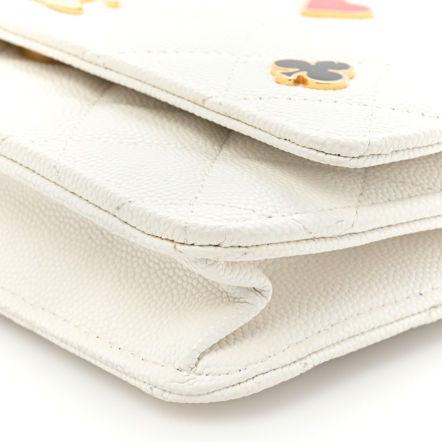 Chanel Caviar Quilted Enamel Coco Casino Wallet On Chain WOC White 12 of 17