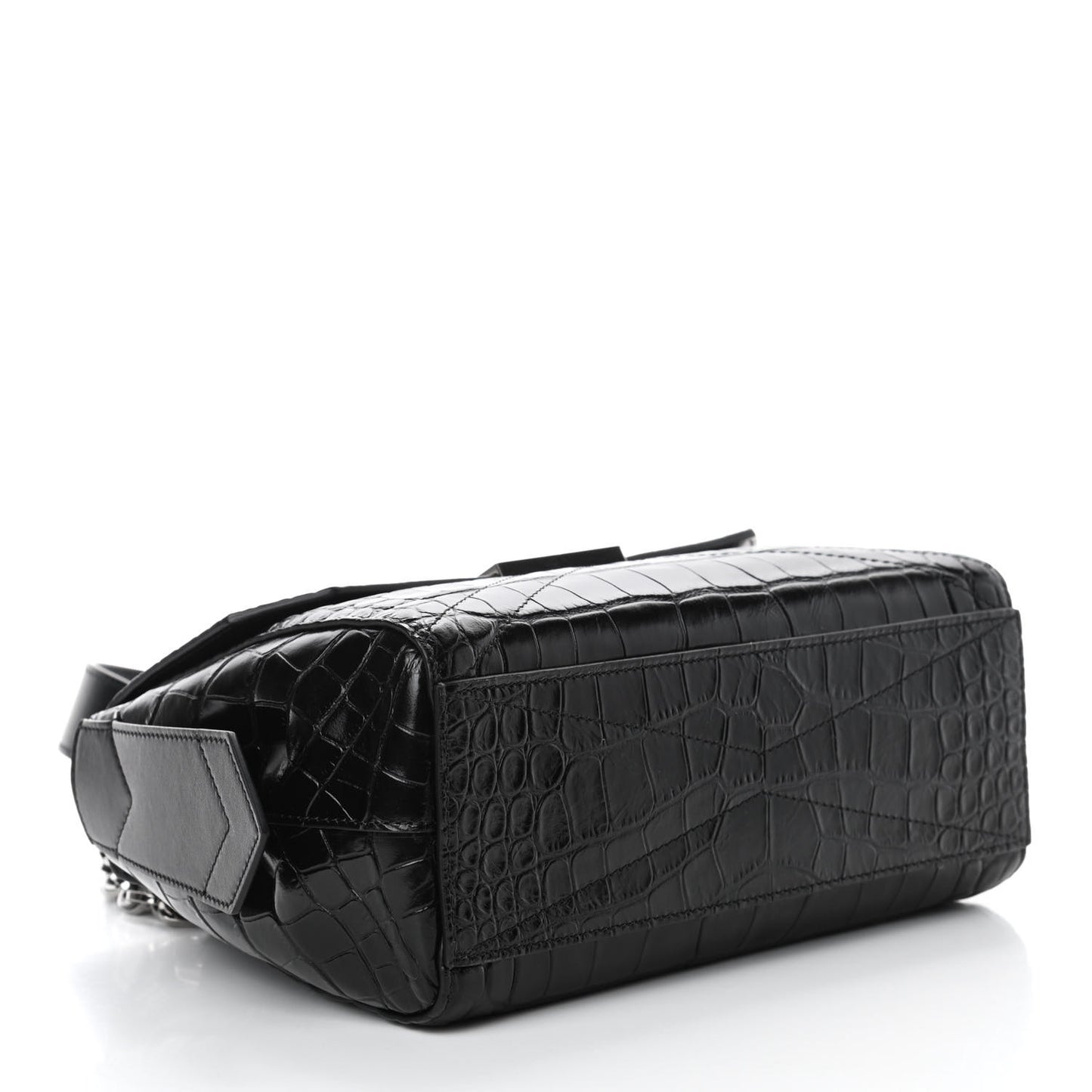 Crocodile Embossed Calfskin Small ID Flap Black