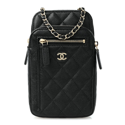 Chanel Caviar Quilted Phone Holder With Chain Black 1 of 10