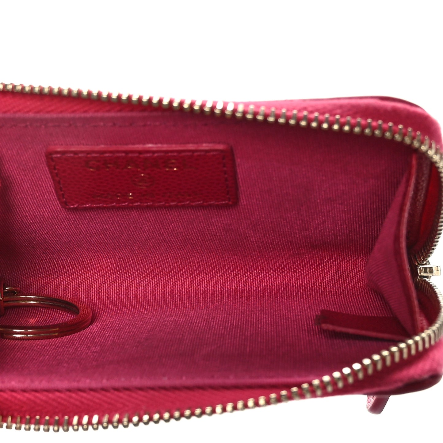 Caviar Camellia Embossed Key Holder Case Fuchsia
