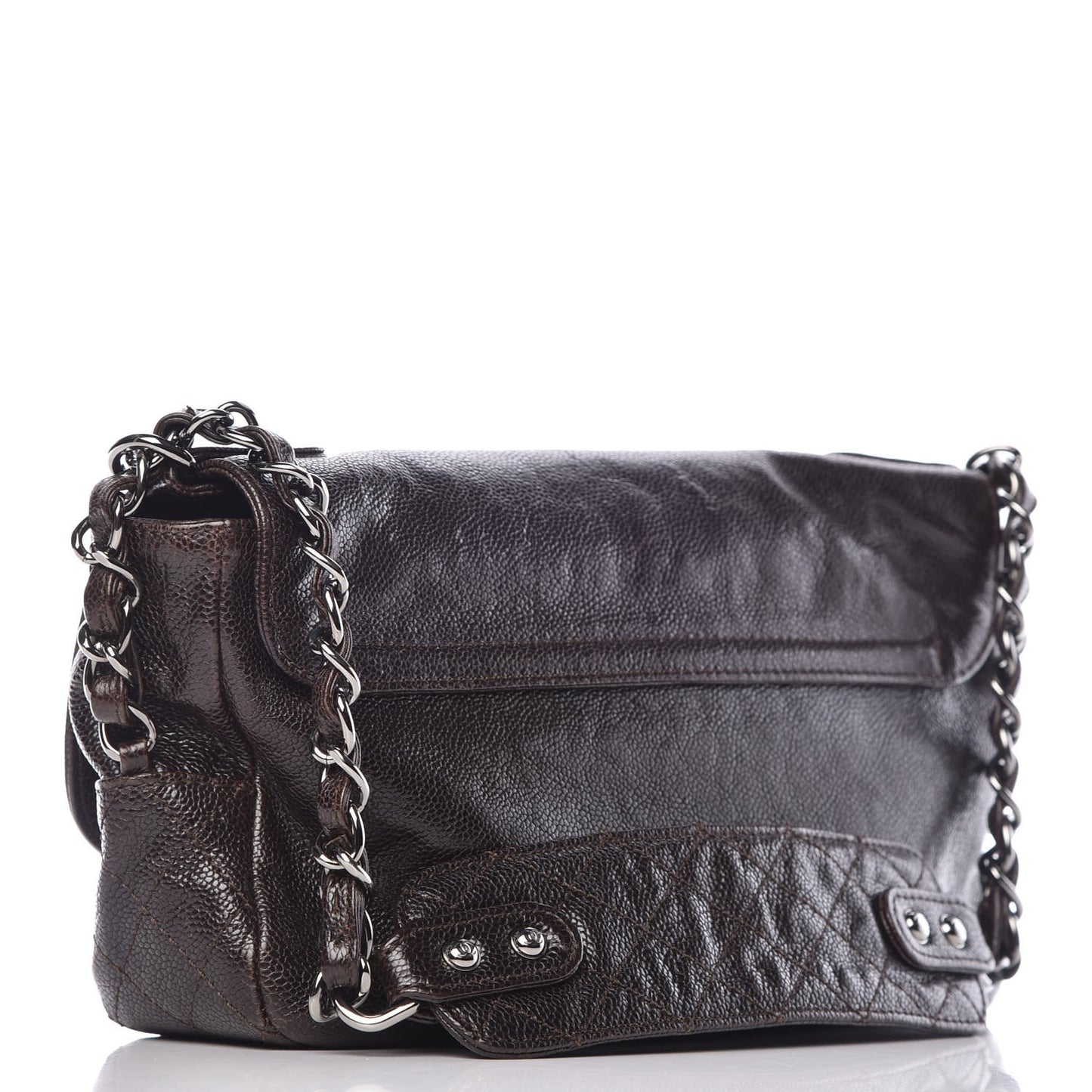 Glazed Caviar Small Pocket In The City Shoulder Bag Brown