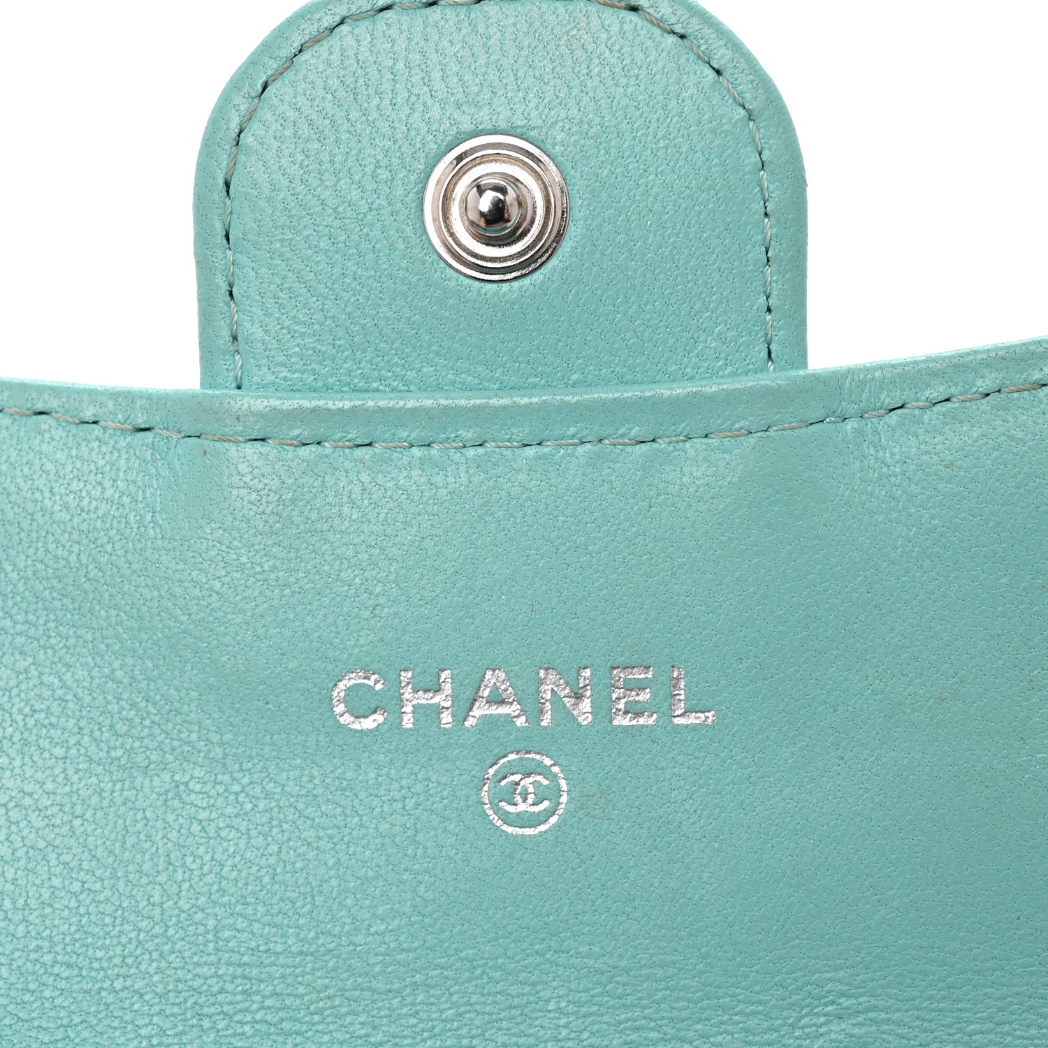 Chanel Lambskin Quilted Flap Card Holder Wallet Turquoise 6 of 12