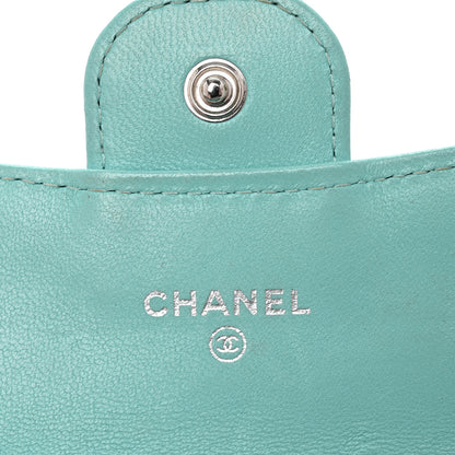 Chanel Lambskin Quilted Flap Card Holder Wallet Turquoise 6 of 12