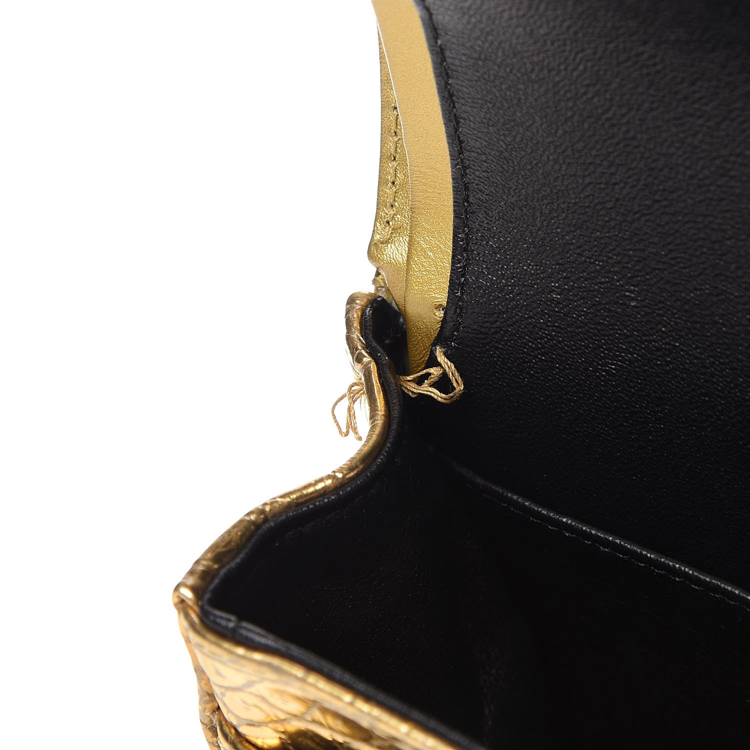 Chanel Metallic Calfskin Crocodile Embossed Cocodile Small Double Flap Gold Gold 12 of 12