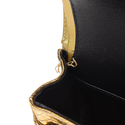 Chanel Metallic Calfskin Crocodile Embossed Cocodile Small Double Flap Gold Gold 12 of 12