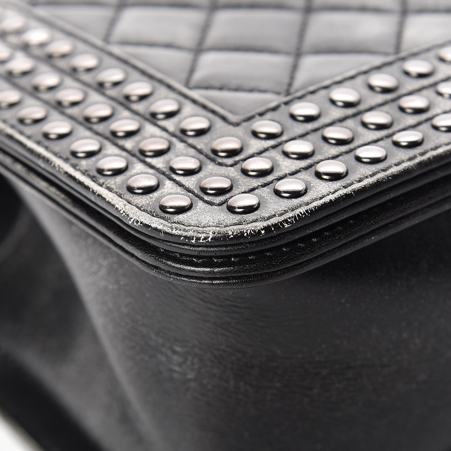Chanel Faded Calfskin Quilted Medium Studded Boy Flap Black 9 of 18