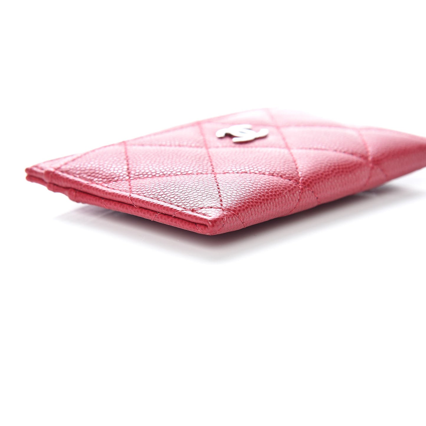 Caviar Quilted Card Holder Dark Pink